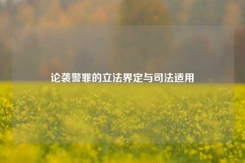 论袭警罪的立法界定与司法适用