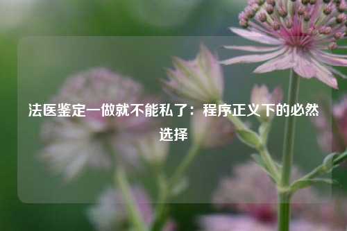 法医鉴定一做就不能私了：程序正义下的必然选择