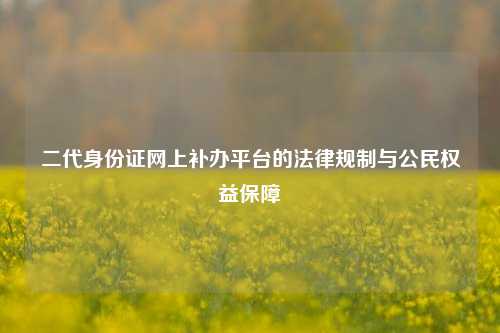 二代身份证网上补办平台的法律规制与公民权益保障